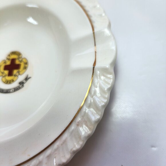 Vintage Balfour Ashtray Fidelis 1904 White Ceramic Gold Rim Noubliez Pas - Picture 4 of 7